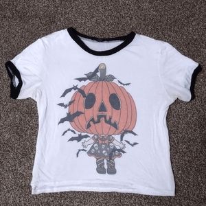 Vera's Eyecandy Halloween pumpkin head crop top size small